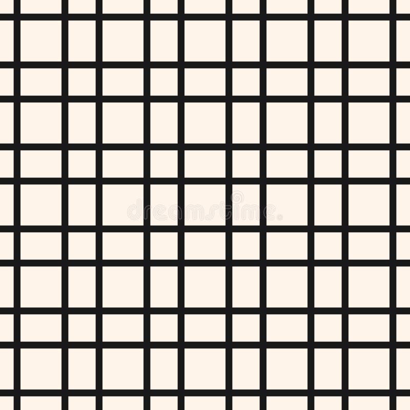 Black and white grid, square, geo seamless pattern. Checkered vector background
