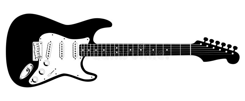 Black and white guitar stock vector. Illustration of black - 7315292