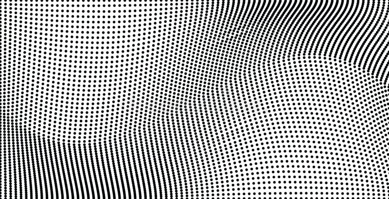 Black and white halftone wave background