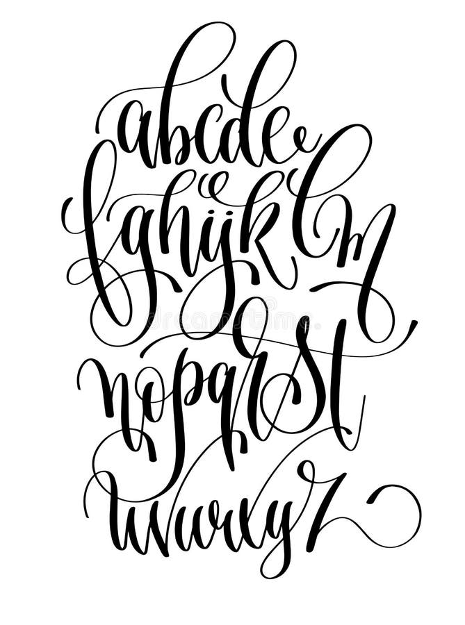 Black and White Hand Lettering Alphabet Design, Handwritten Brush ...