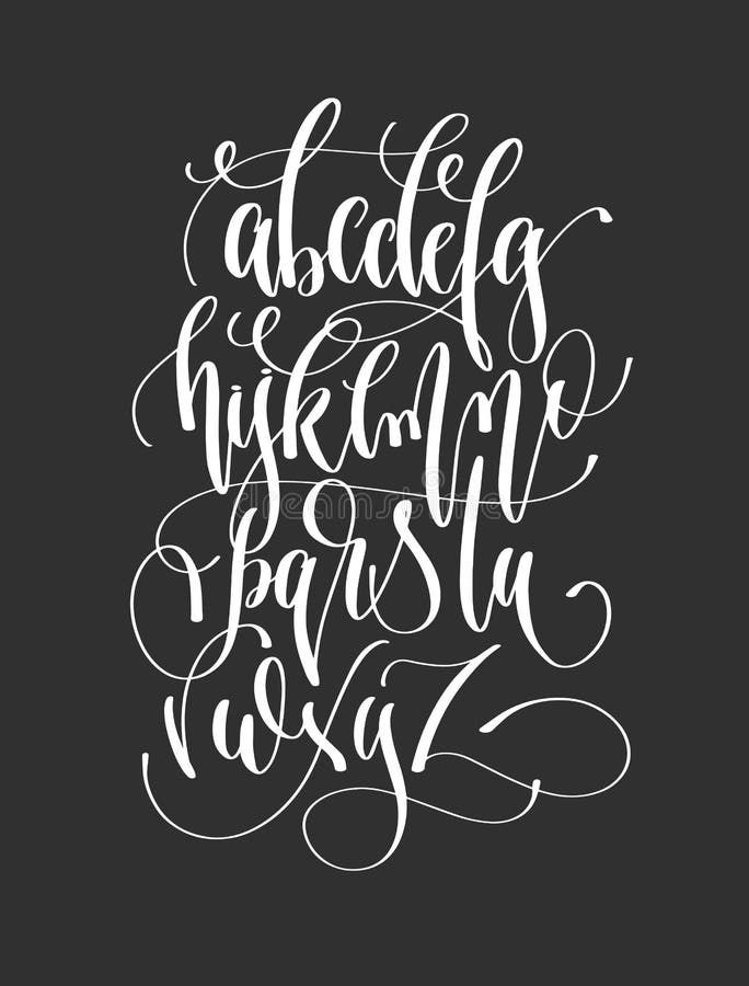 Black and White Hand Lettering Alphabet Design, Handwritten Brush ...