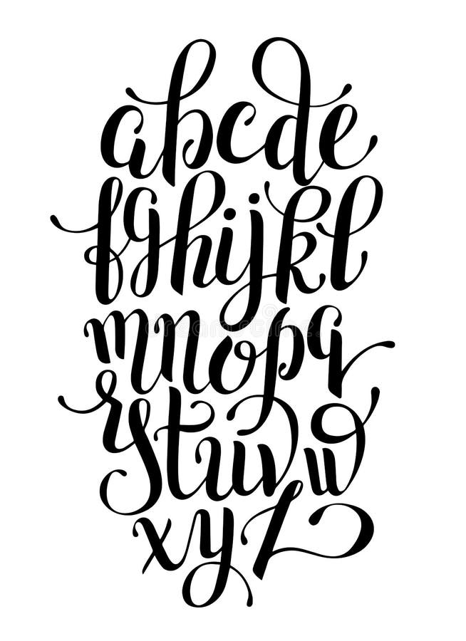 Black and White Hand Lettering Alphabet Design, Handwritten Brush ...