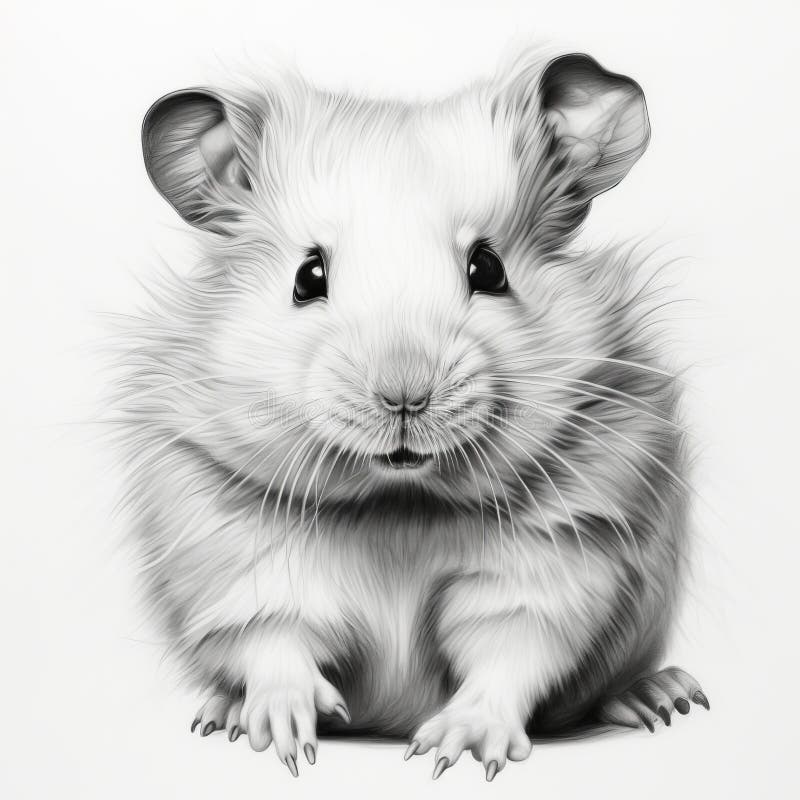 Realistic Hamster Portrait Drawings in Monochromatic Minimalist Style ...