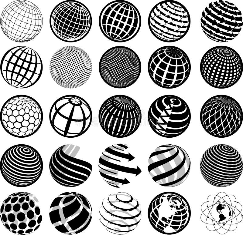 Black and white icons globe