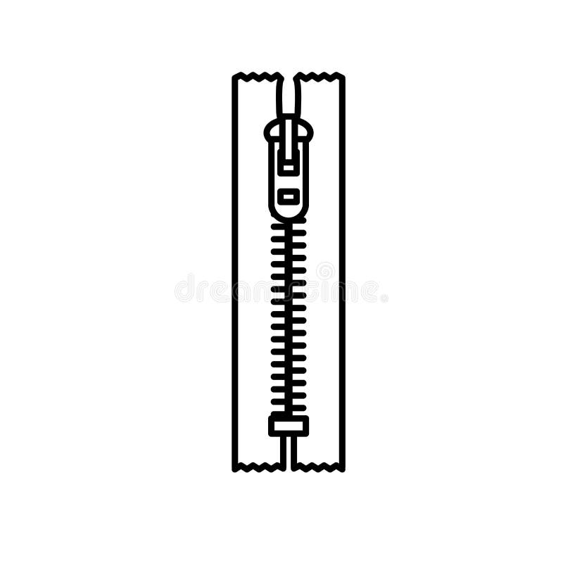 Black & White Illustration of Closed Zipper. Vector Line Icon of Stock ...