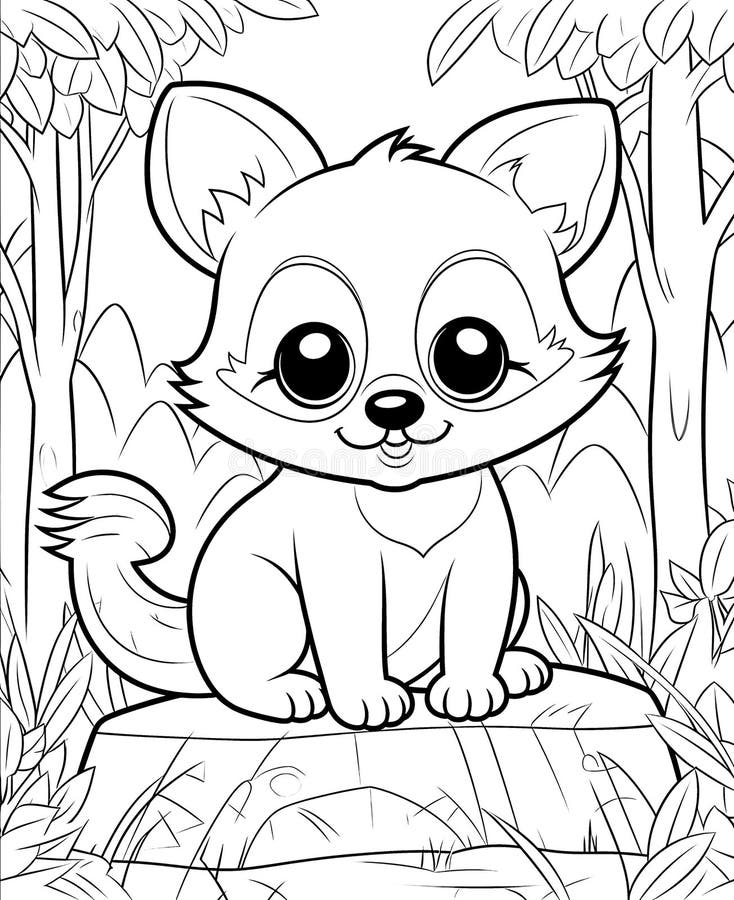 Black and White Illustration for Coloring Animals Stock Illustration - Illustration of white ...