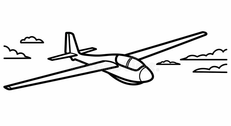 Glider Plane Soaring Through Fluffy Clouds - vector illustration.