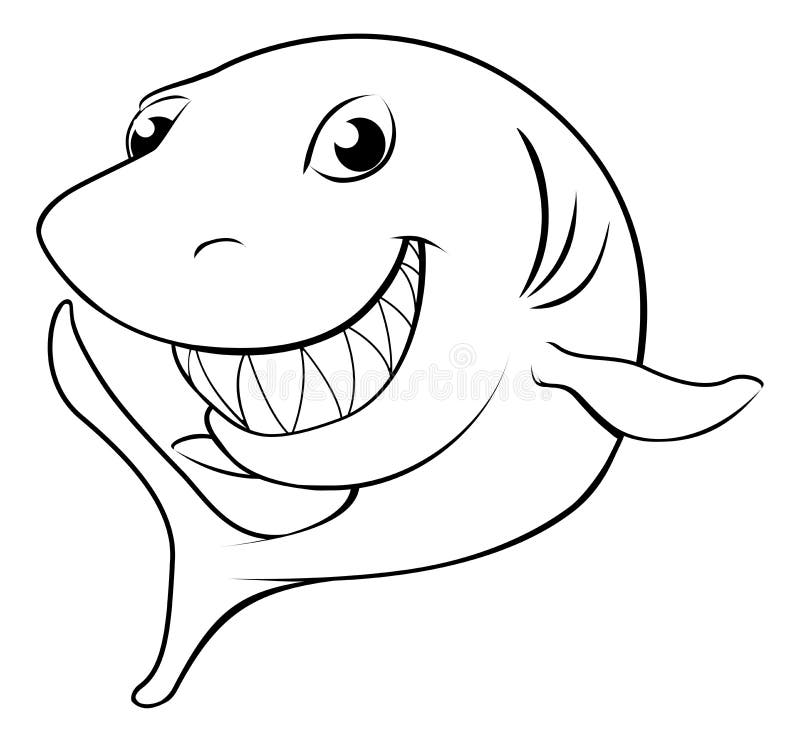 Download Happy cartoon shark stock vector. Illustration of lines ...