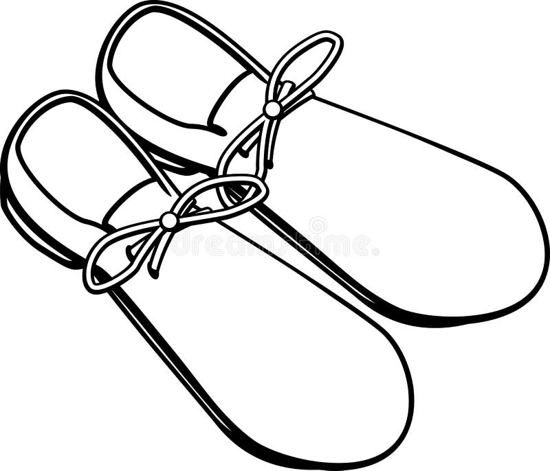 Large Clown Shoes Black and White Illustration Stock Vector