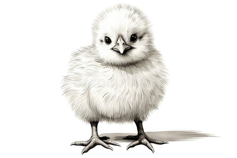 Pencil Drawing of Silkie Chicken - Knowle Top Studios