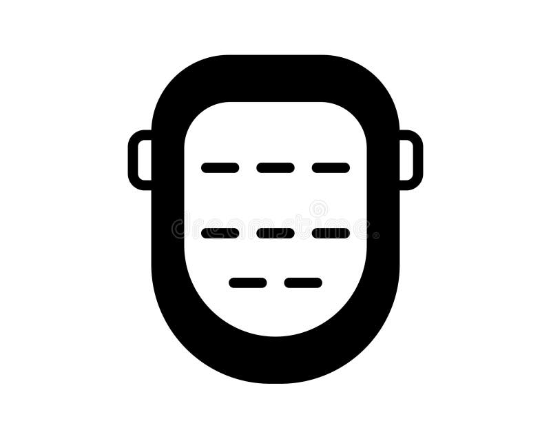 Black and White Illustration of a Simple Head with Horizontal Lines stock illustration