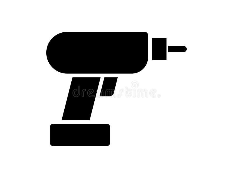 Black and White Illustration of a Simple Power Drill Tool Icon royalty free illustration