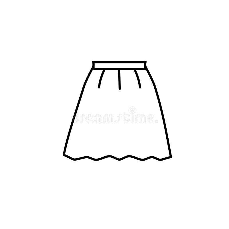 Black & White Illustration of Woman Casual Short Skirt. Vector Line ...