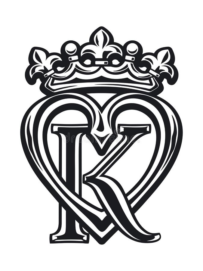 Monogram of Letter K with Heart and Crown Stock Vector - Illustration of isolated, coat: 188612268 Monogram of Letter K with Heart and Crown Stock Vector - Illustration of isolated, coat: 188612268