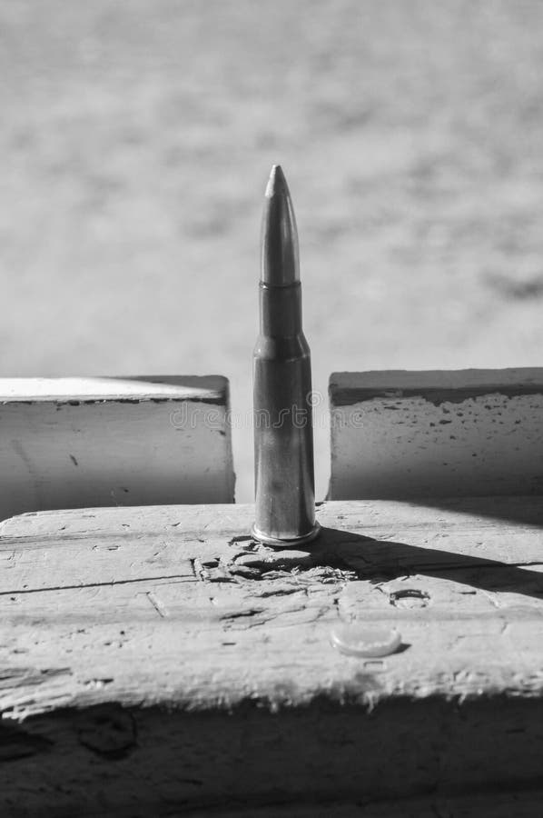 Black and White Single 7.62x54 Rifle Gun Ammunition Ammo Bullet stock photo Black and White Single 7.62x54 Rifle Gun Ammunition Ammo Bullet stock photo