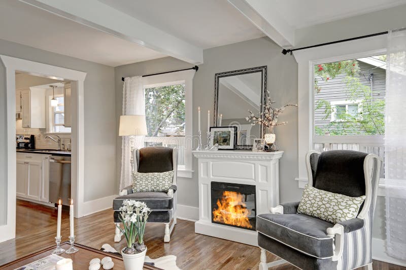 Black And White Interior Of Luxury Living Room Stock Image Image