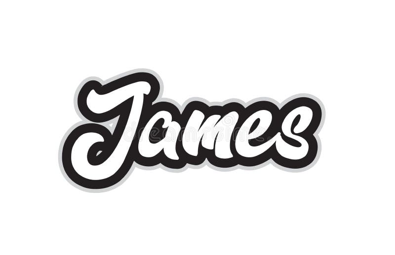 Black and White James Hand Written Word Text for Typography Logo Stock ...