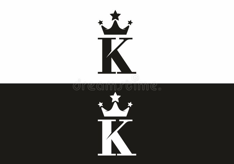 Black and White of K Initial Letter with Crown Logo Stock Vector -  Illustration of crown, logo: 209410734