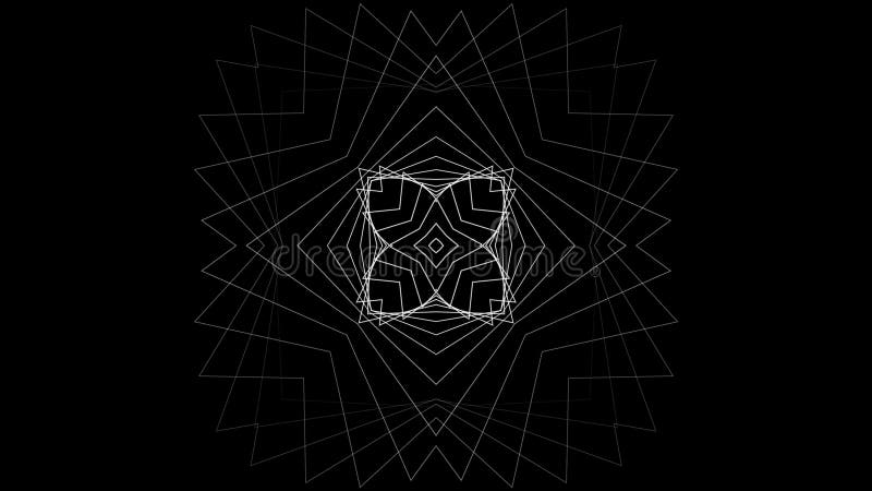 Black and white kaleidoscope sequence patterns. Abstract multicolored motion graphics background. For yoga, clubs, shows vector illustration