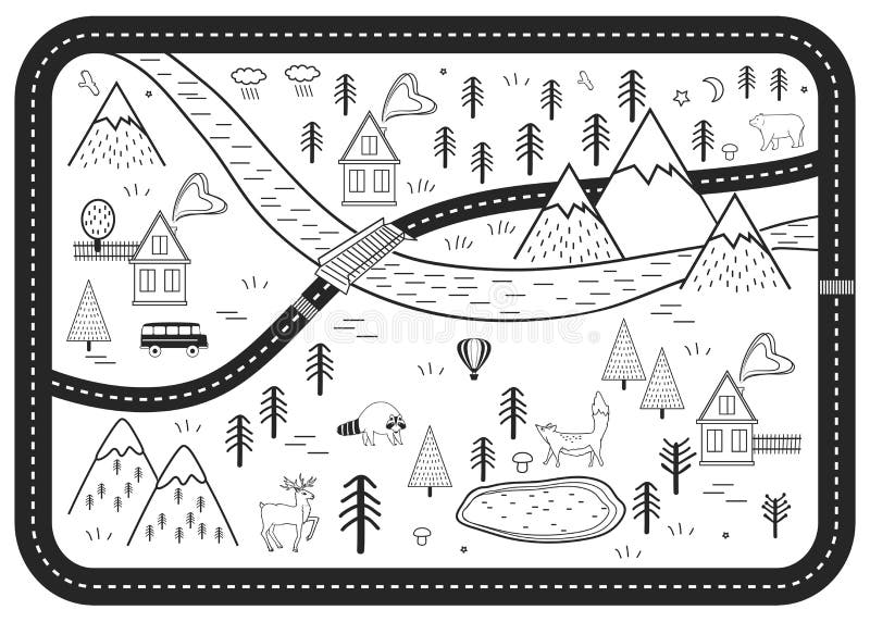 map black and white clipart