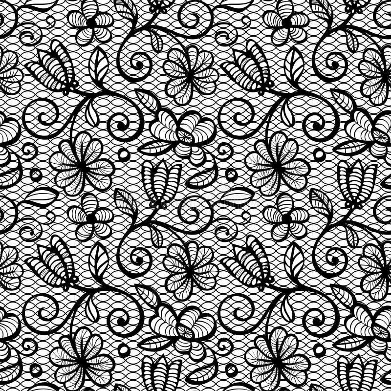 Black and White Lace Seamless Pattern Stock Vector - Illustration of ...