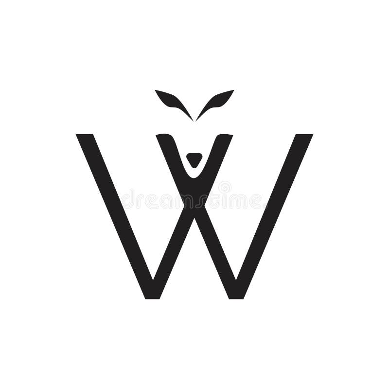 Black and white letter W wolf logo template royalty free illustration