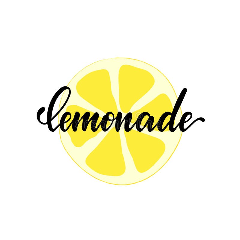 Lemonade Lettering With Lemon Label. Brush Calligraphy Of Word Lemonade ...