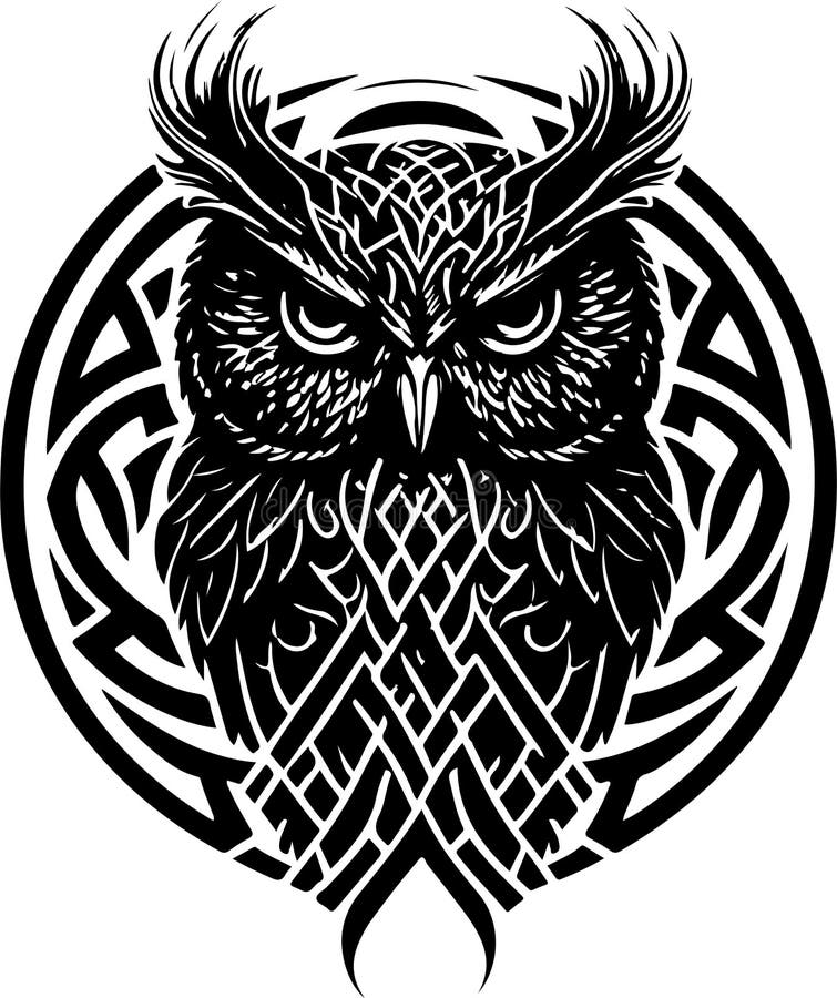 Black and white line art of owl head. Good use for symbol, mascot, icon, avatar, tattoo,T-Shirt design, logo or any