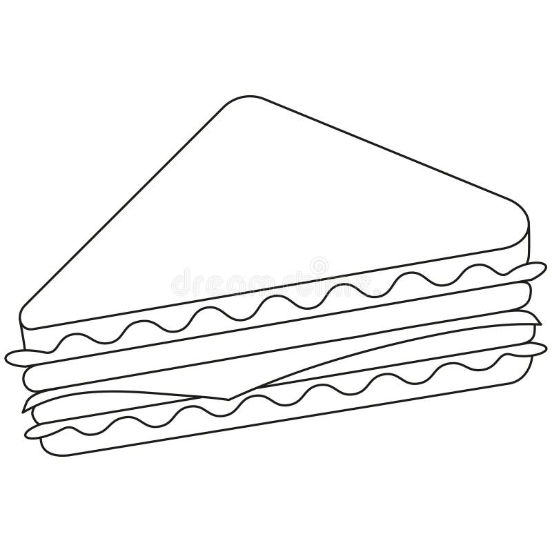 triangle sandwich clipart black and white