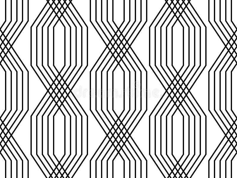 Black and white lines geometric art deco style simple seamless pattern, vector vector illustration