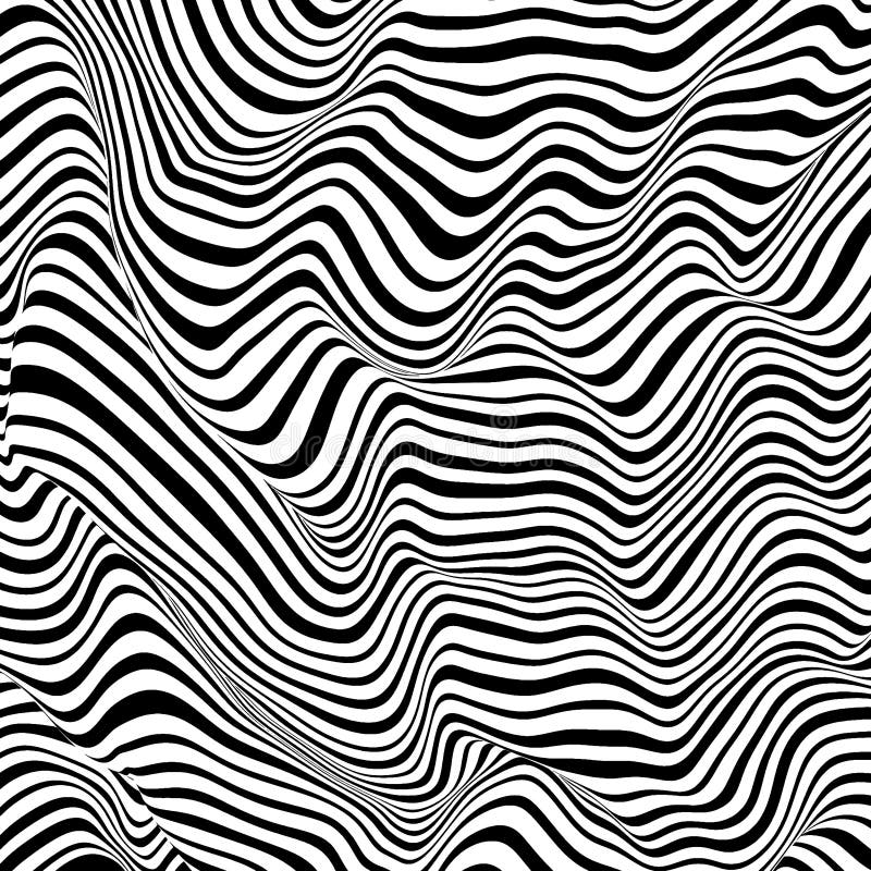 Black and White Lines that Makes a Wavy Rippled Surface. Optical