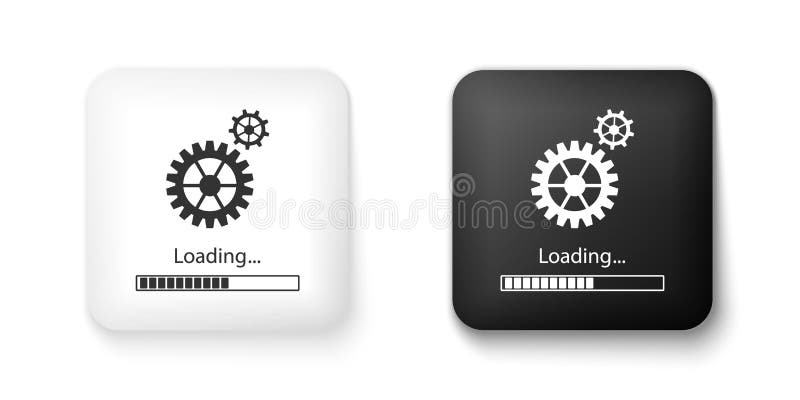 Black Loading and Gear Icon Isolated on Yellow Background. Progress Bar  Icon. System Software Update Stock Vector - Illustration of download,  loading: 195009401