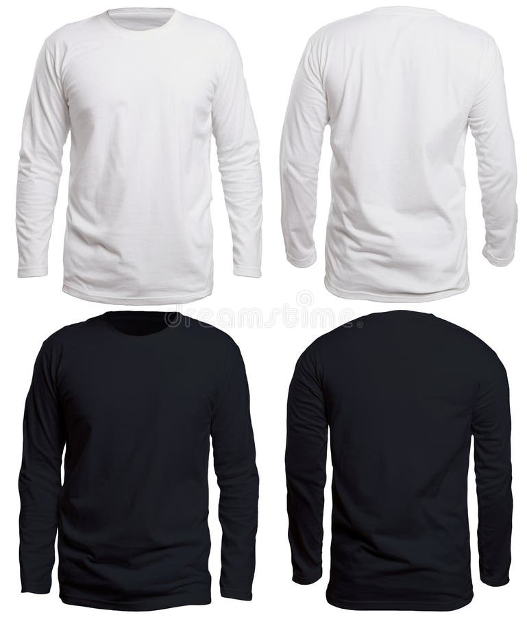 Black and White Long Sleeve Shirt Mock Up Stock Photo - Image of front ...