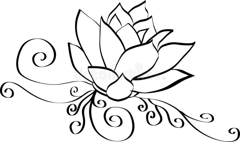 Black and White Lotus Flower Stock Vector - Illustration of logo