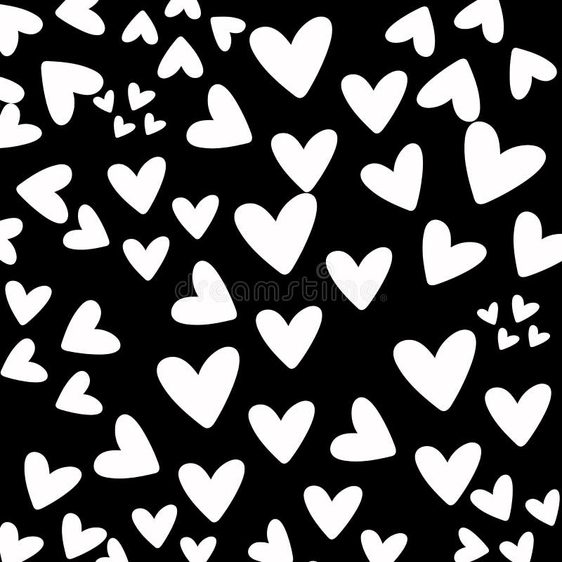 Black and White Love Hearts Background Stock Illustration