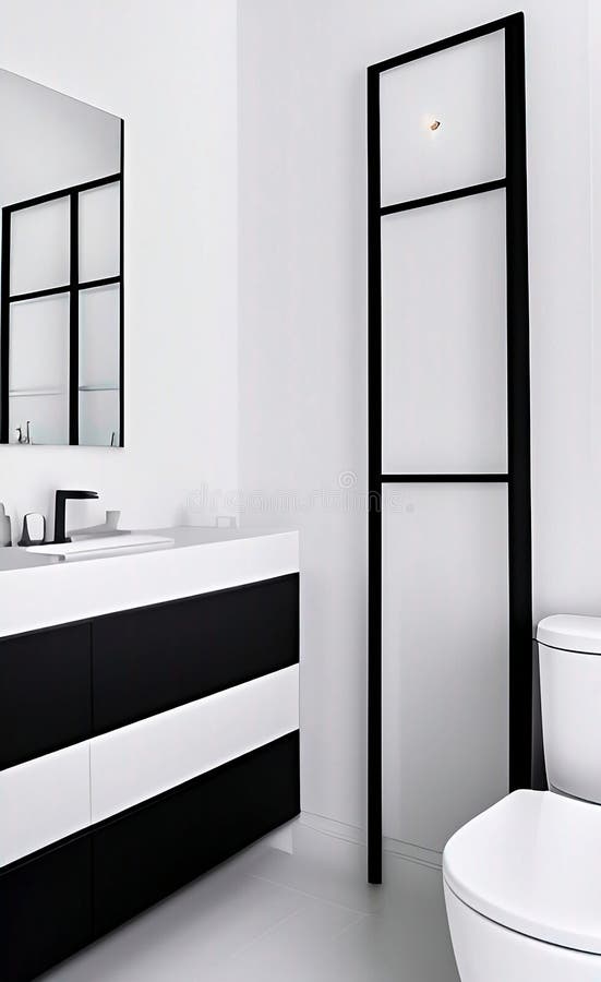 Black and White Luxury Bathroom Stock Image Image of contemporary