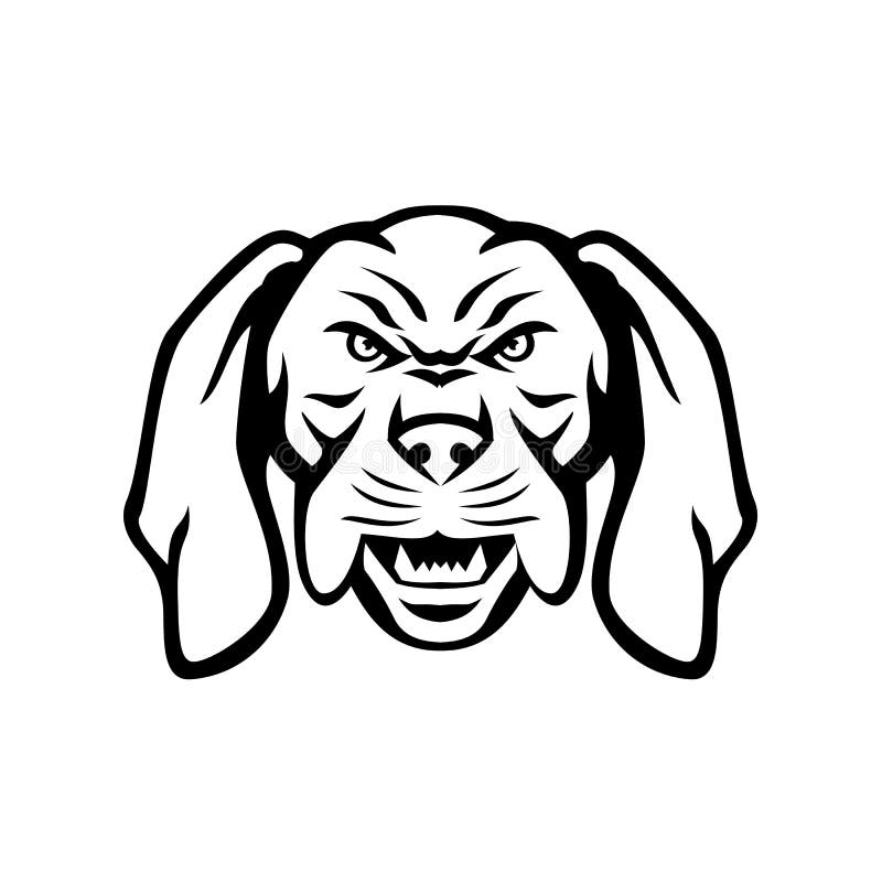 Angry Hungarian Vizsla Dog Head Mascot Black and White Stock Vector ...