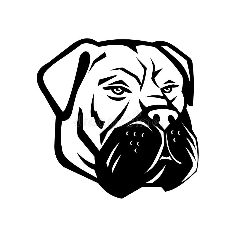 Bullmastiff Dog Head Mascot Black and White