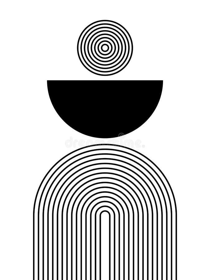 Black and White Modern Poster Art for Print . Abstract Wall Art Stock