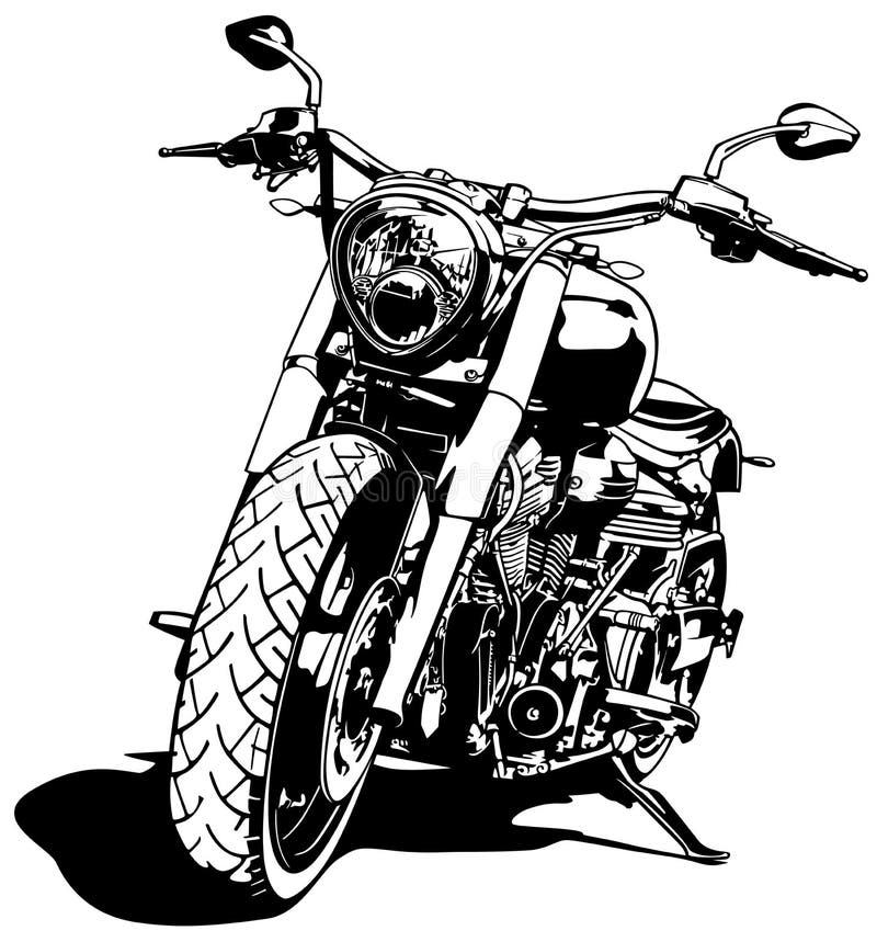 Black and White Motorcycle Drawing