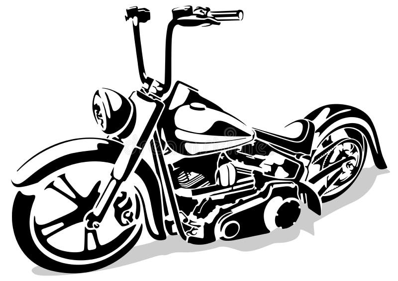 Black and White Motorcycle Drawing