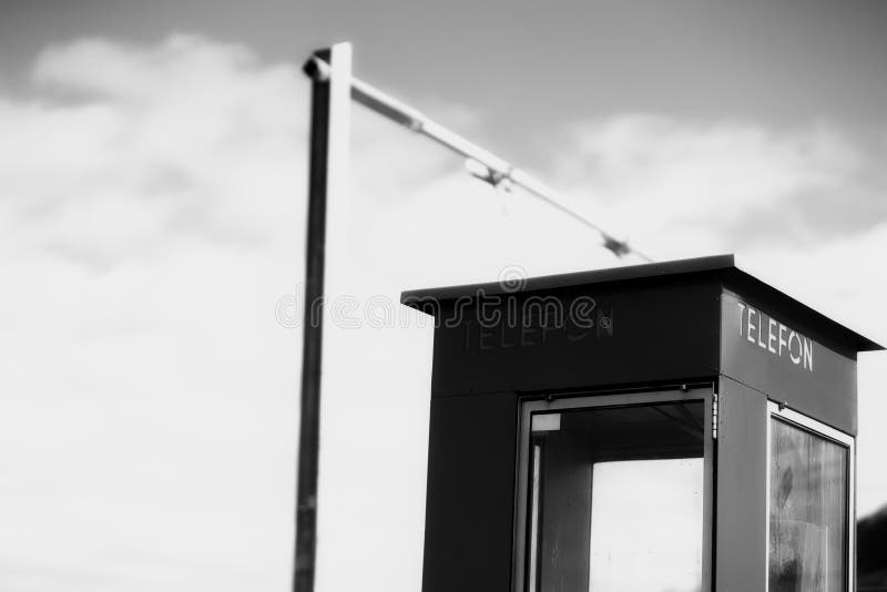 Black and white Norway telephone booth backdrop
