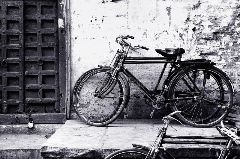 Black and White Old Bicycle Stock Image - Image of object, transport ...