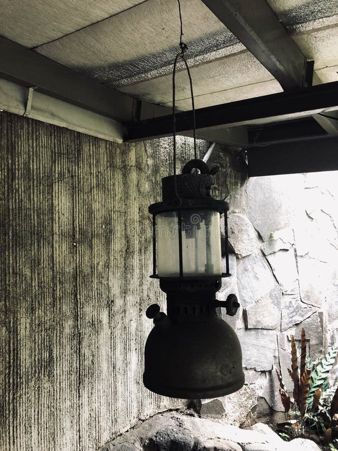 Black and White Old Lamp in Hanging on the Kitchen Stock Photo Image