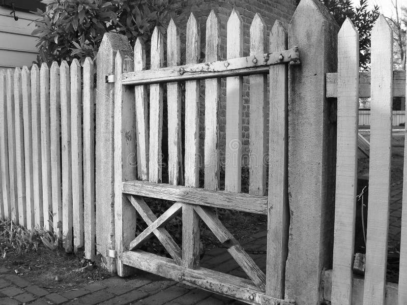 Black & White of Old Wooden Gate and Fence. Black & White of Old Wooden Gate and Fence