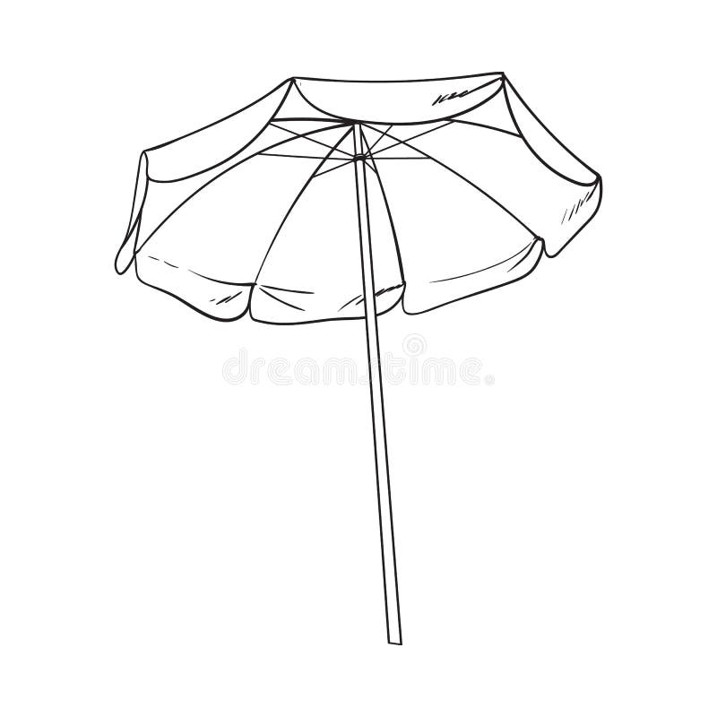 Sketch of a Beach Umbrella on the Seashore Stock Vector - Illustration of  beach, seaside: 108109400