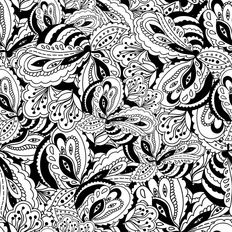 Black and White Oriental Ornamental Seamless Pattern Stock Vector ...