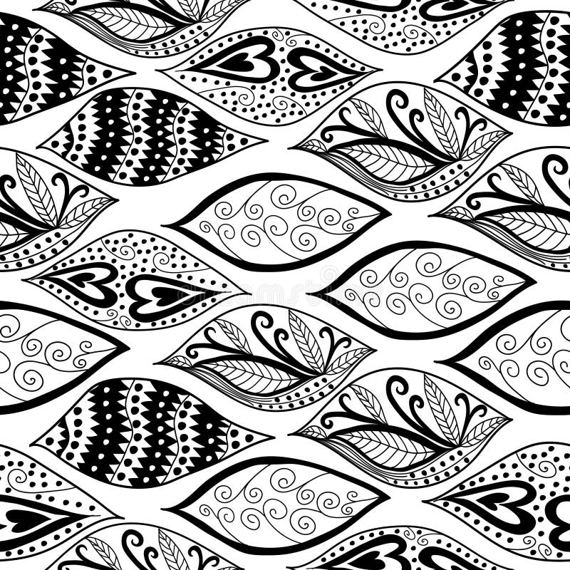 Black and white ornaments seamless pattern