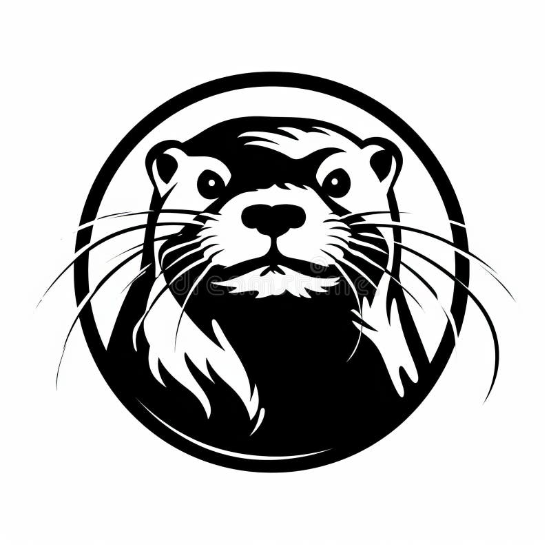 Black and White Otter Icon on White Background Stock Illustration