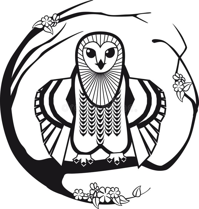 Black White Owl Stock Illustrations 6409 Black White Owl